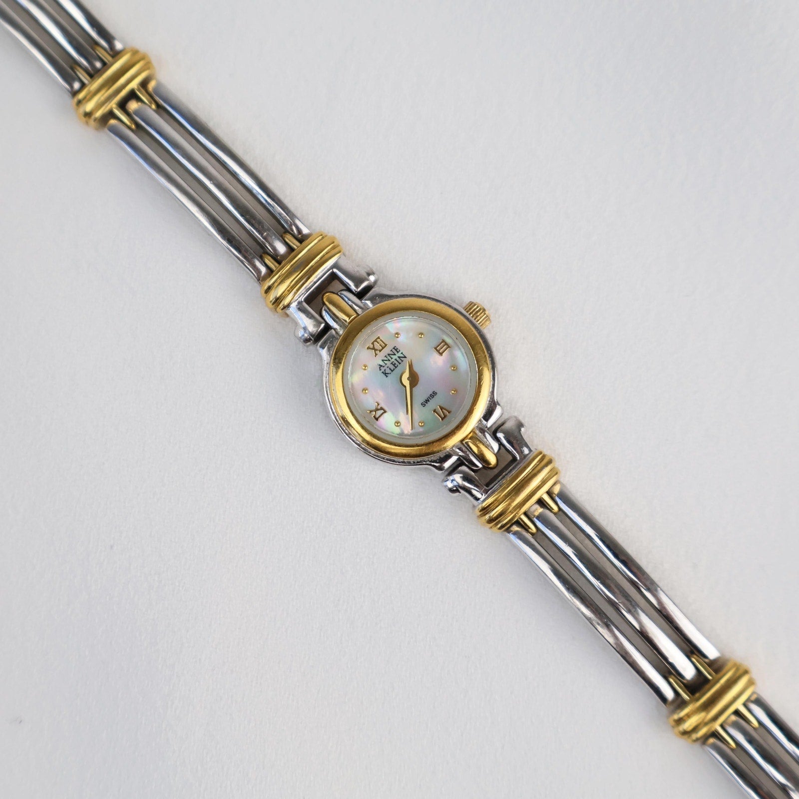 Vintage Anne Klein Two Tone Cocktail Watch with Opal Face