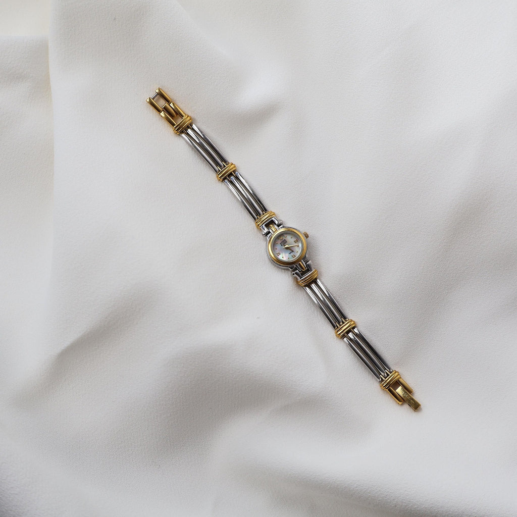 Vintage Anne Klein Two Tone Cocktail Watch with Opal Face