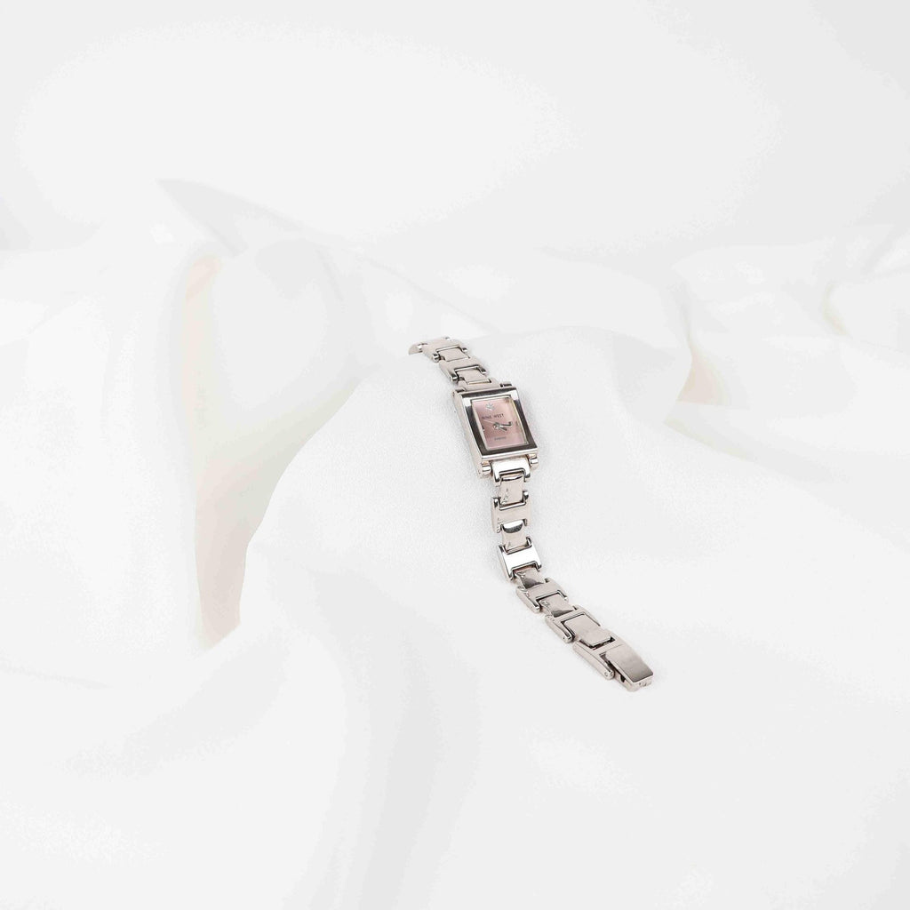 Vintage Nine West Square Face Watch – Silver Tone Bracelet (Working Battery)