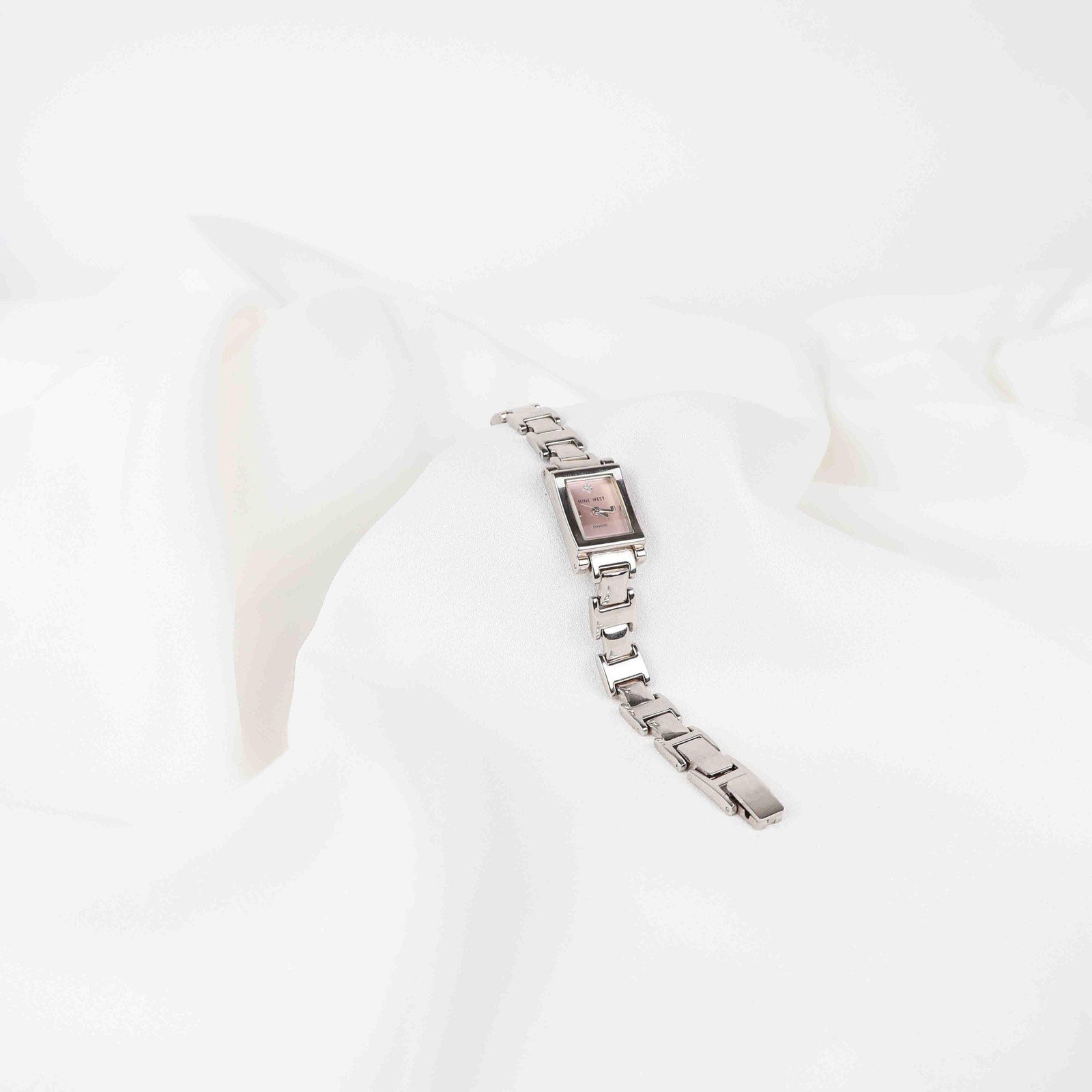 Vintage Nine West Square Face Watch – Silver Tone Bracelet (Working Battery)