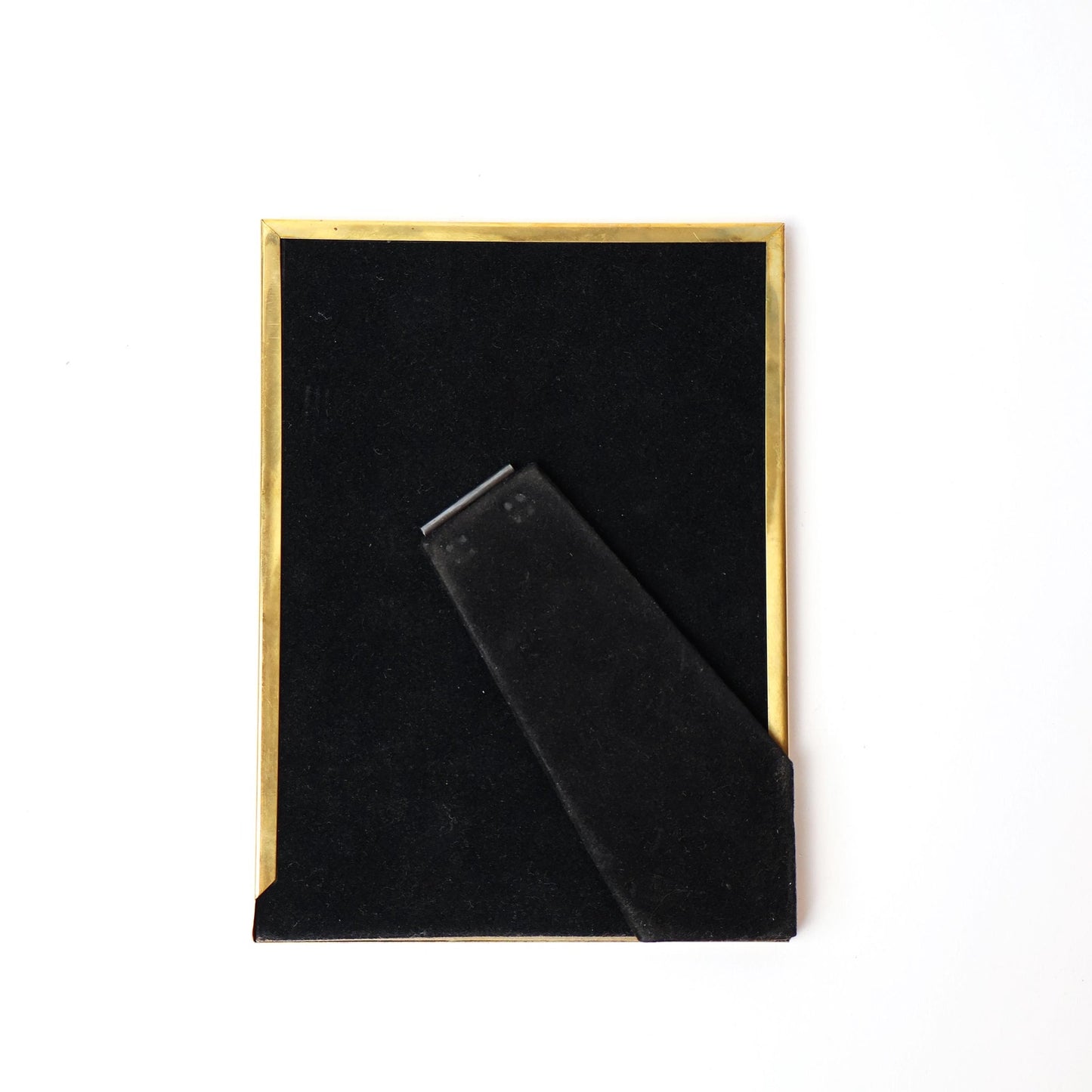 Vintage Brass 5.5" x 7.5" Picture Frame: Modernist Gold Tabletop Decor