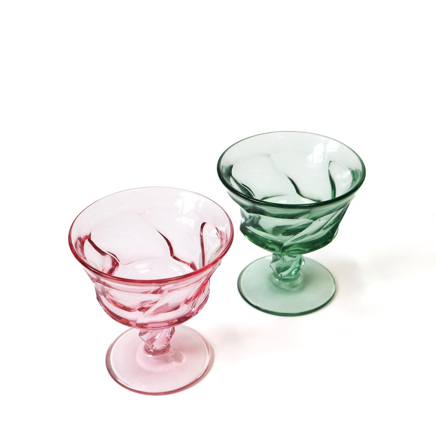 Vintage Pink and Green Wine Glass Set