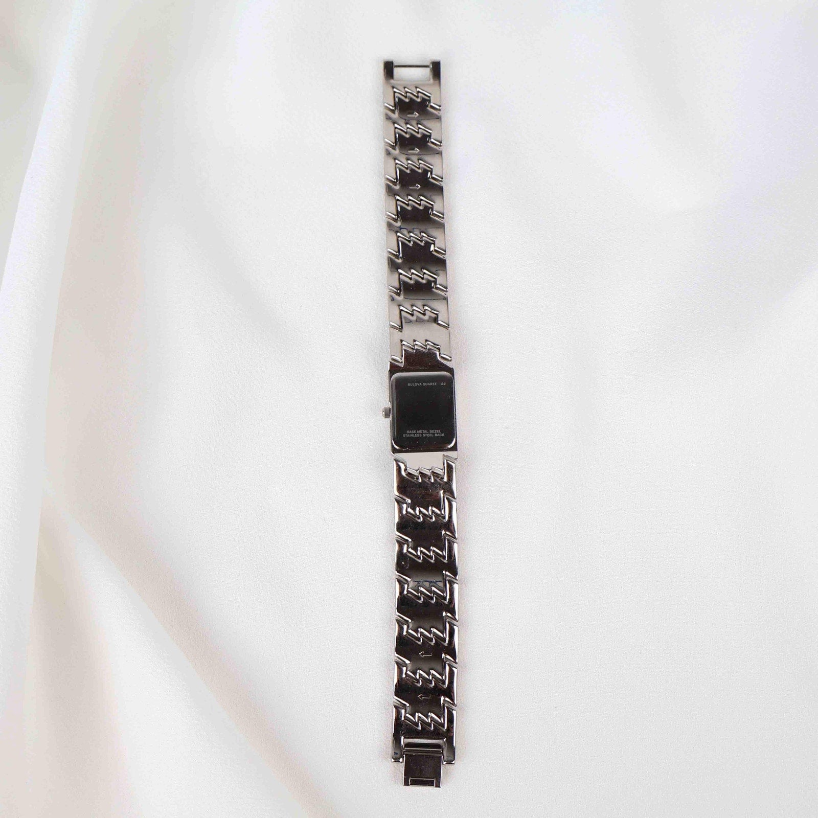 Vintage Silver Tone Bulova Watch with Rectangle Watch Face