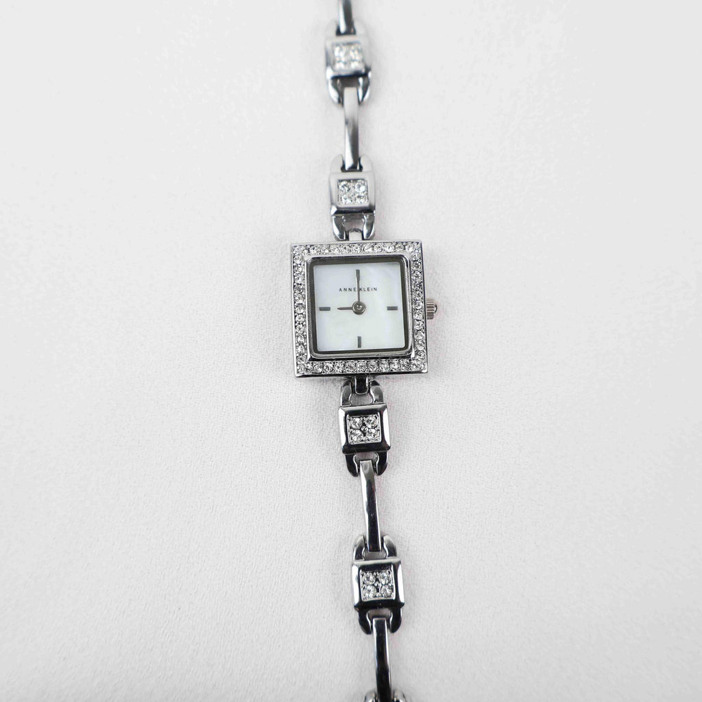Vintage Anne Klein Square Face Watch – Silver Tone Bracelet (Working Battery)