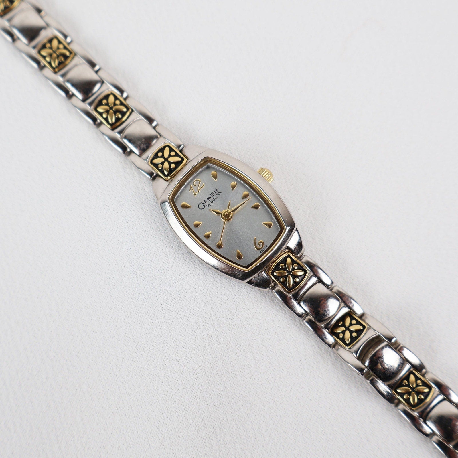 Vintage Two Tone Caravelle by Bulova Watch with Floral Details