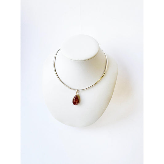 Strawberry Quartz Tear Drop Pendant On 925 Sterling Silver Chain
