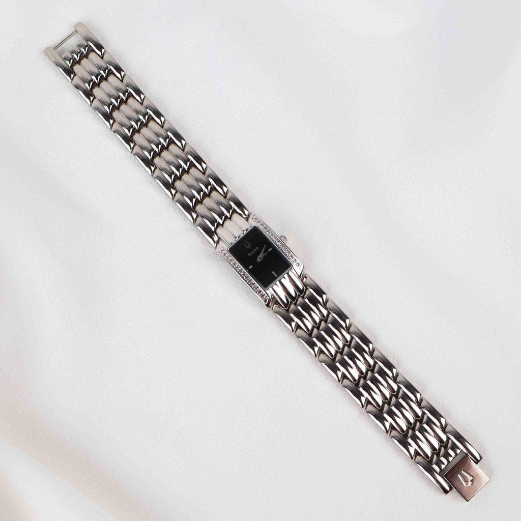 Vintage Silver Tone Bulova Watch with Rectangle Watch Face
