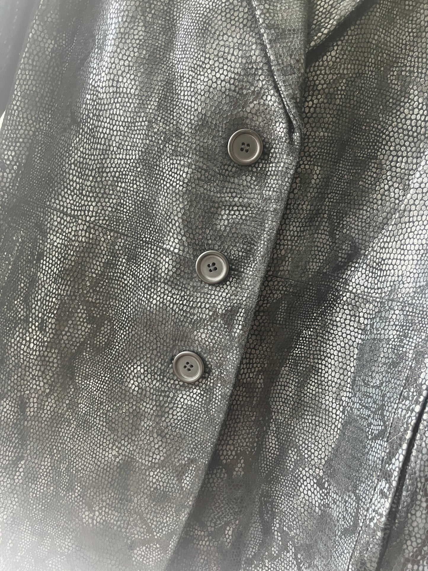Vintage 90's Leather Black Snake Print Jacket Blazer
