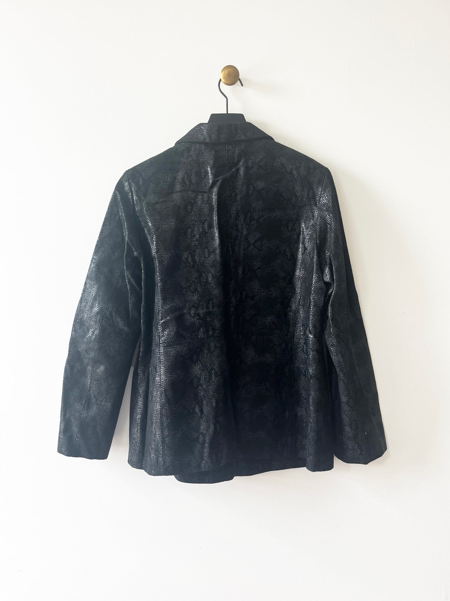 Vintage 90's Leather Black Snake Print Jacket Blazer