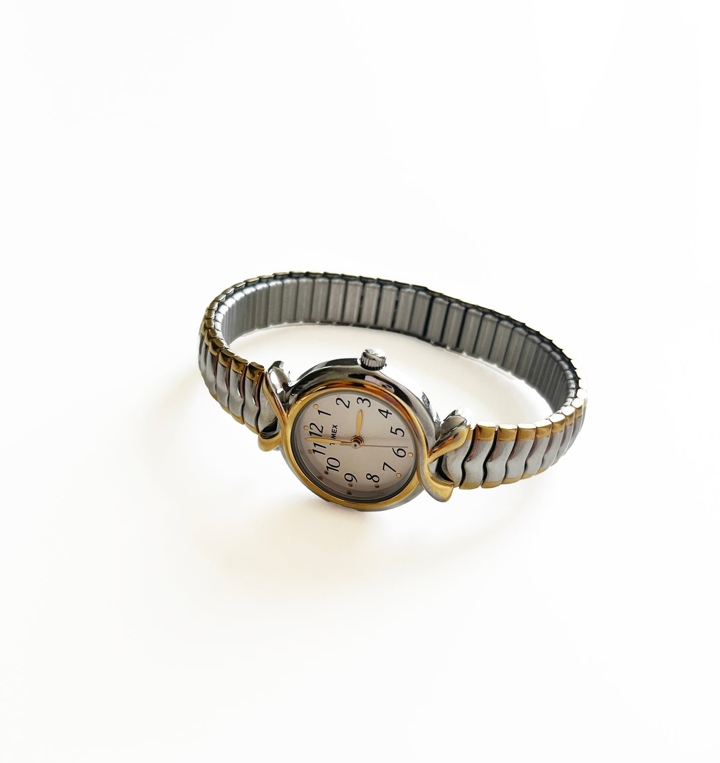 Vintage Two Tone 90s Watch w/ Stretch Band Timex