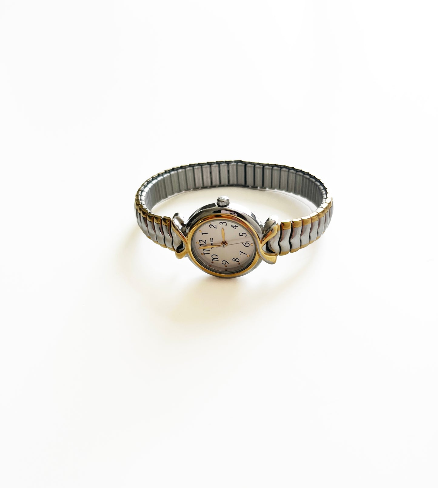 Vintage Two Tone 90s Watch w/ Stretch Band Timex