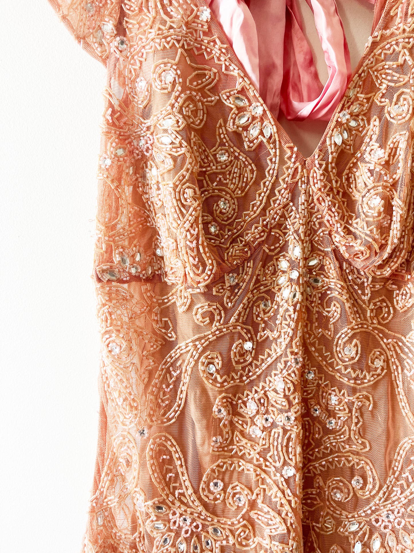Vintage 90s Pink Beaded Boho Fairy Top