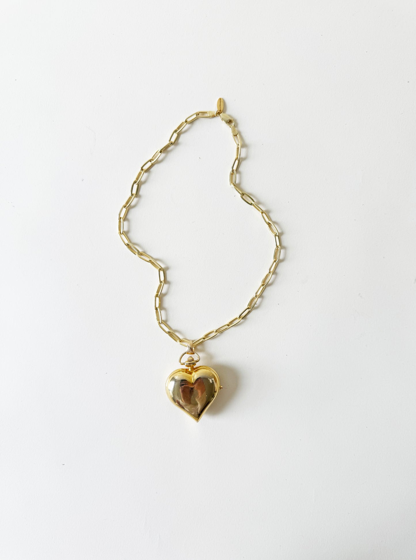 Watch Large Heart  Necklace | 925 Gold Vermeil Chain