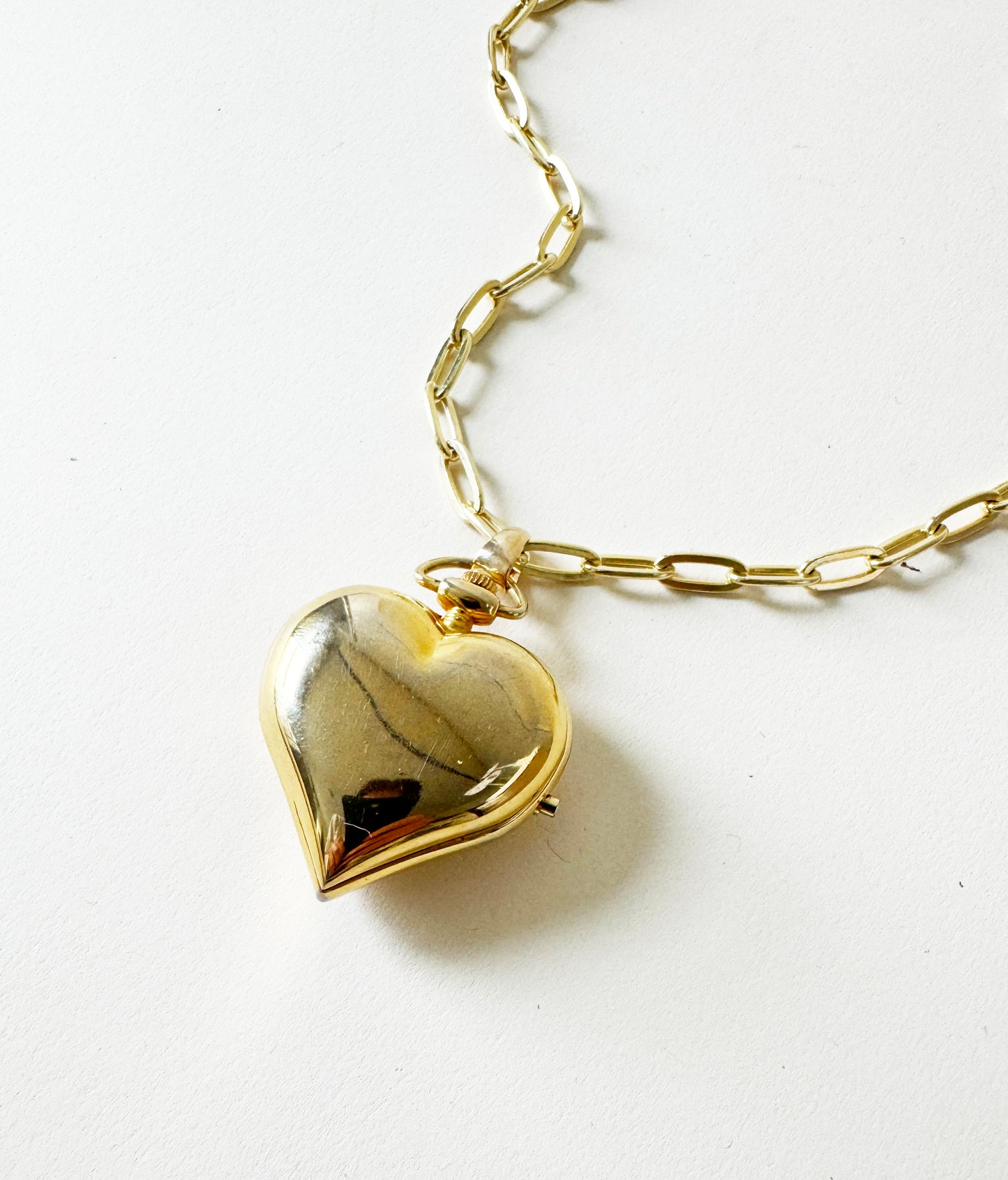 Watch Large Heart  Necklace | 925 Gold Vermeil Chain
