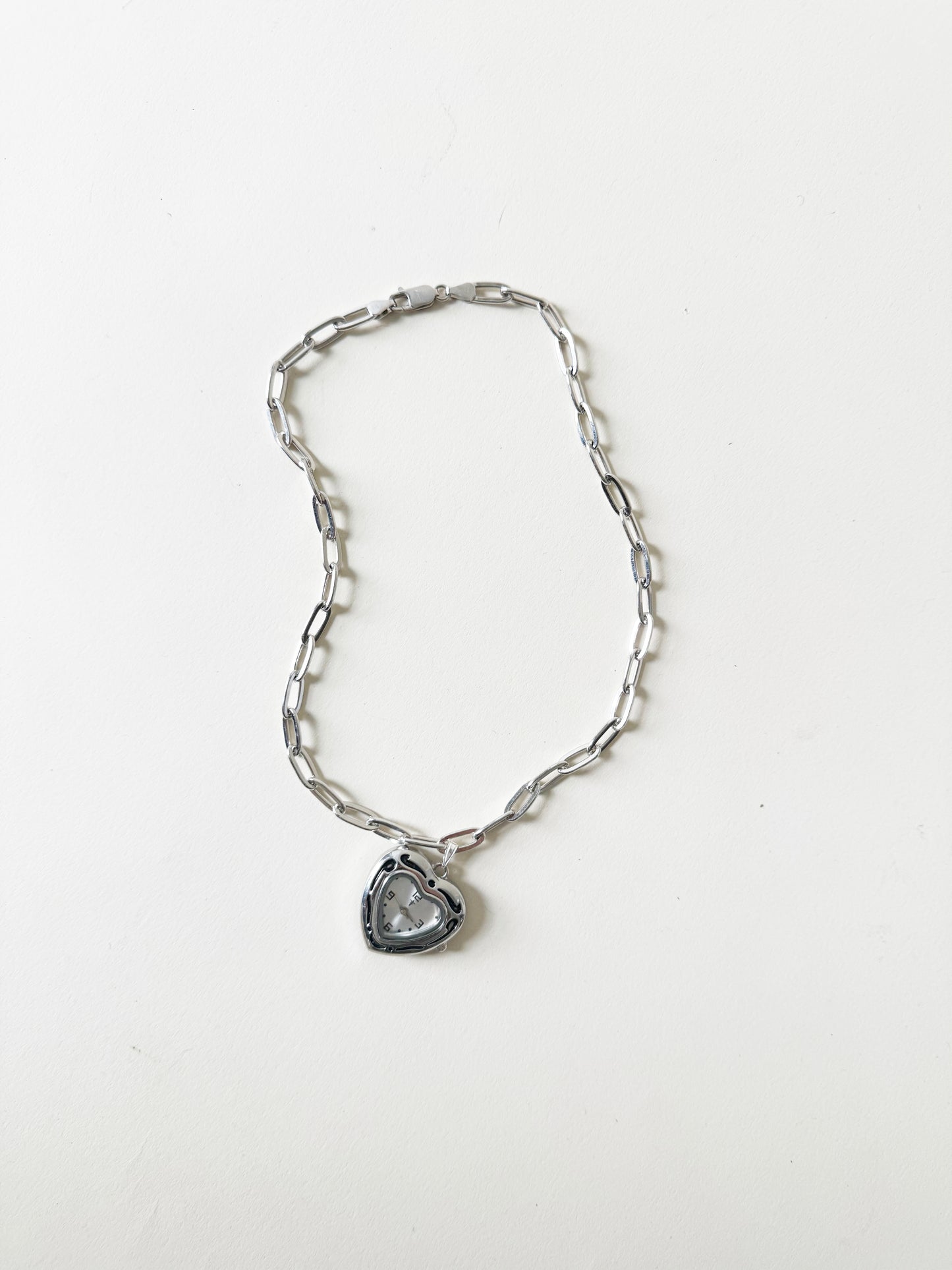 Watch Heart  Necklace | 925 Silver Chain