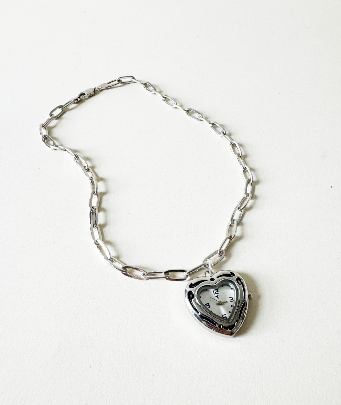 Watch Heart  Necklace | 925 Silver Chain