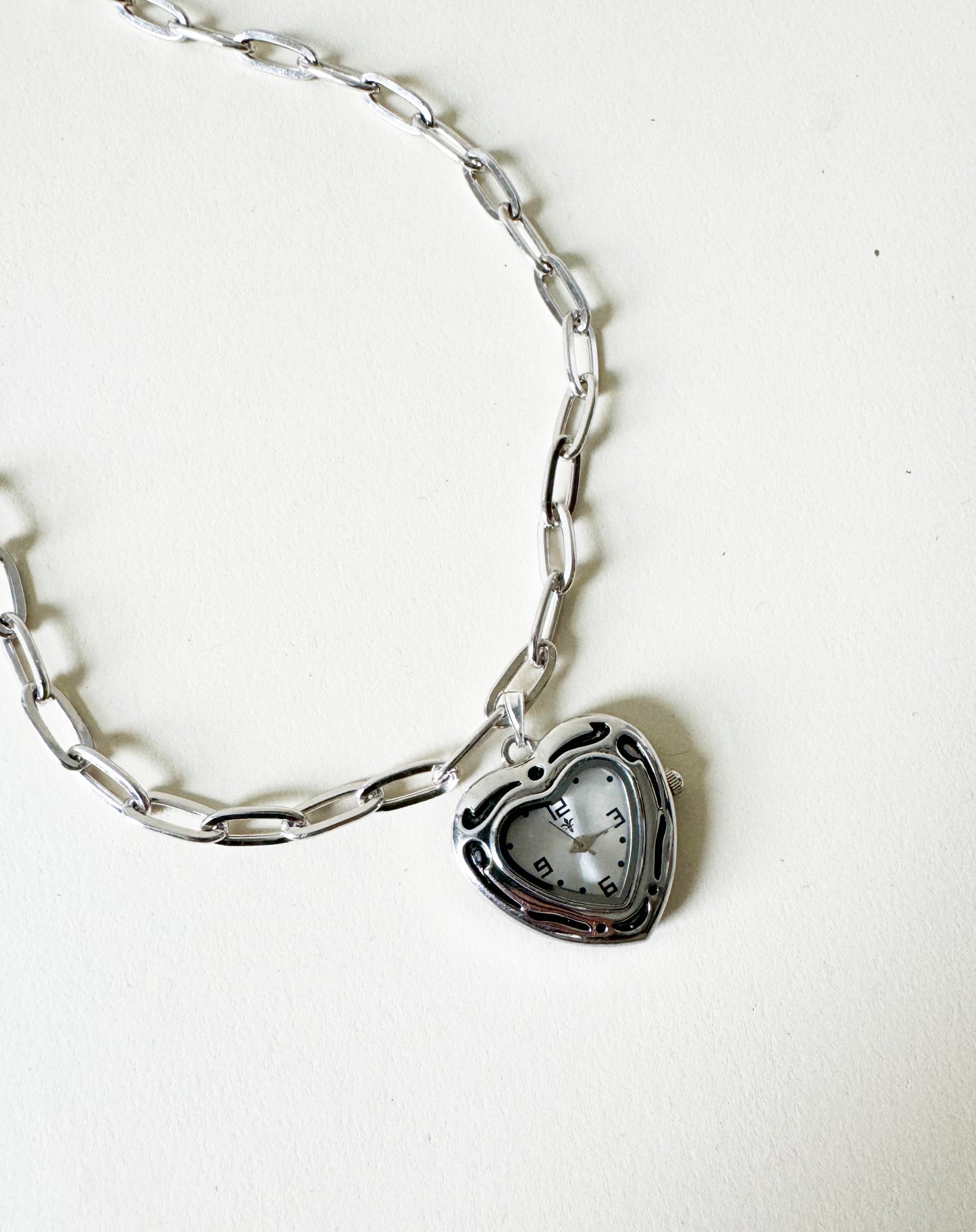 Watch Heart  Necklace | 925 Silver Chain