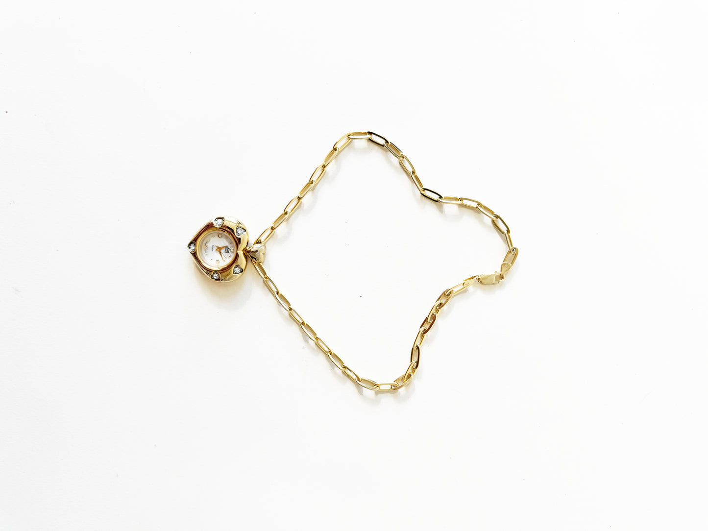 Watch Large Sparkly Heart  Necklace | 925 Gold Vermeil Chain
