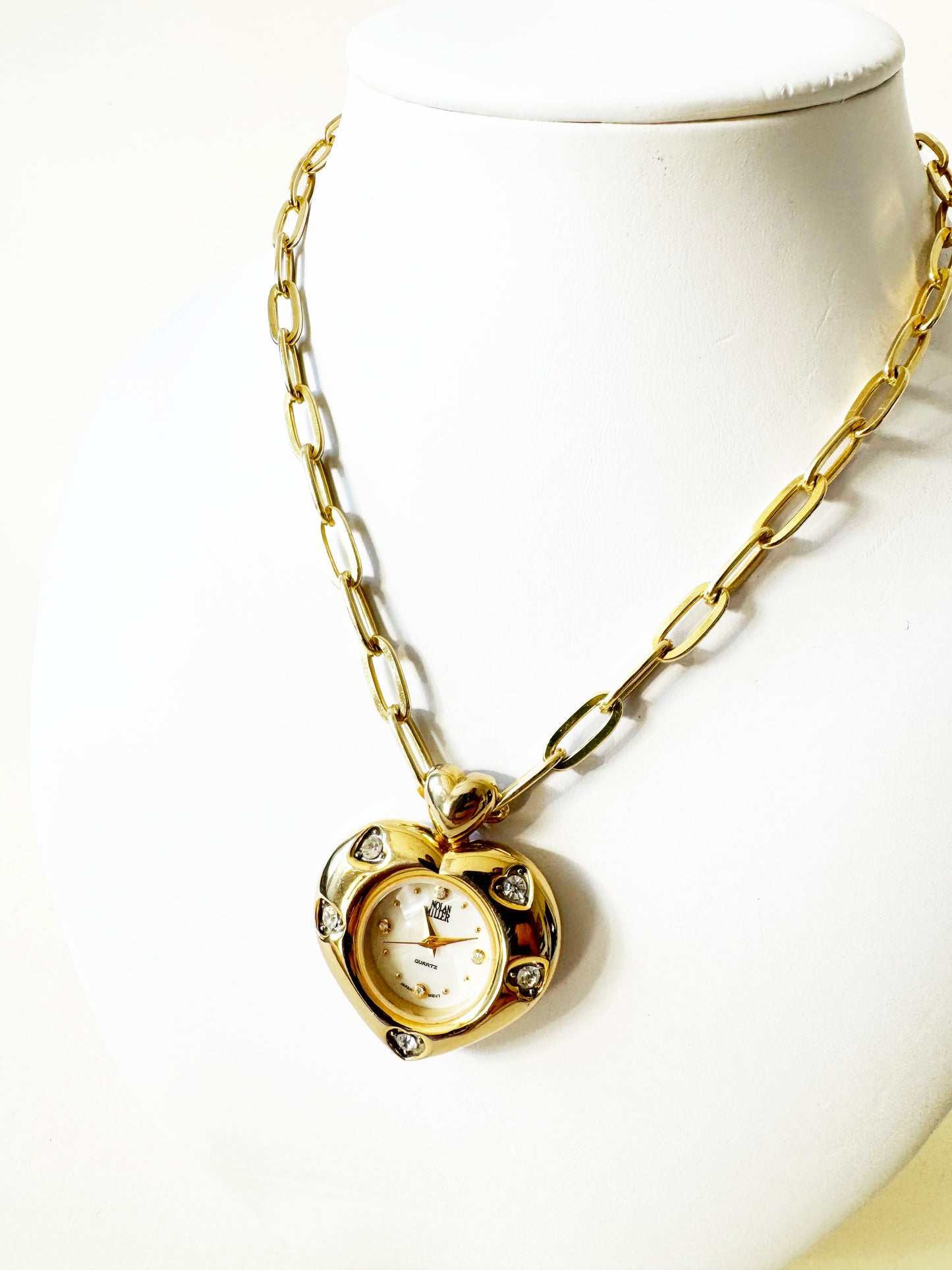 Watch Large Sparkly Heart  Necklace | 925 Gold Vermeil Chain