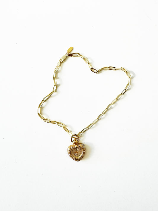 Watch Heart Necklace | 925 Gold Vermeil Chain