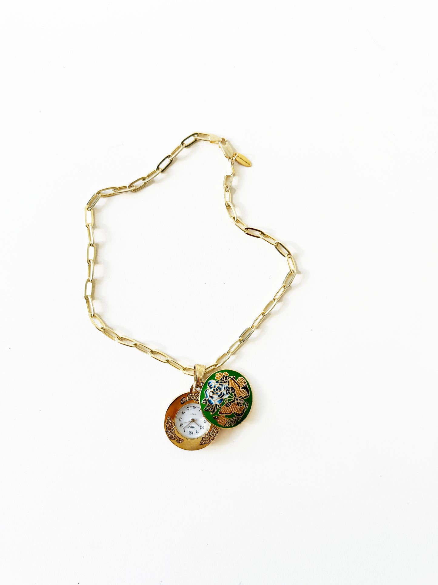 Watch Flower Charm Necklace | 925 Gold Vermeil Chain
