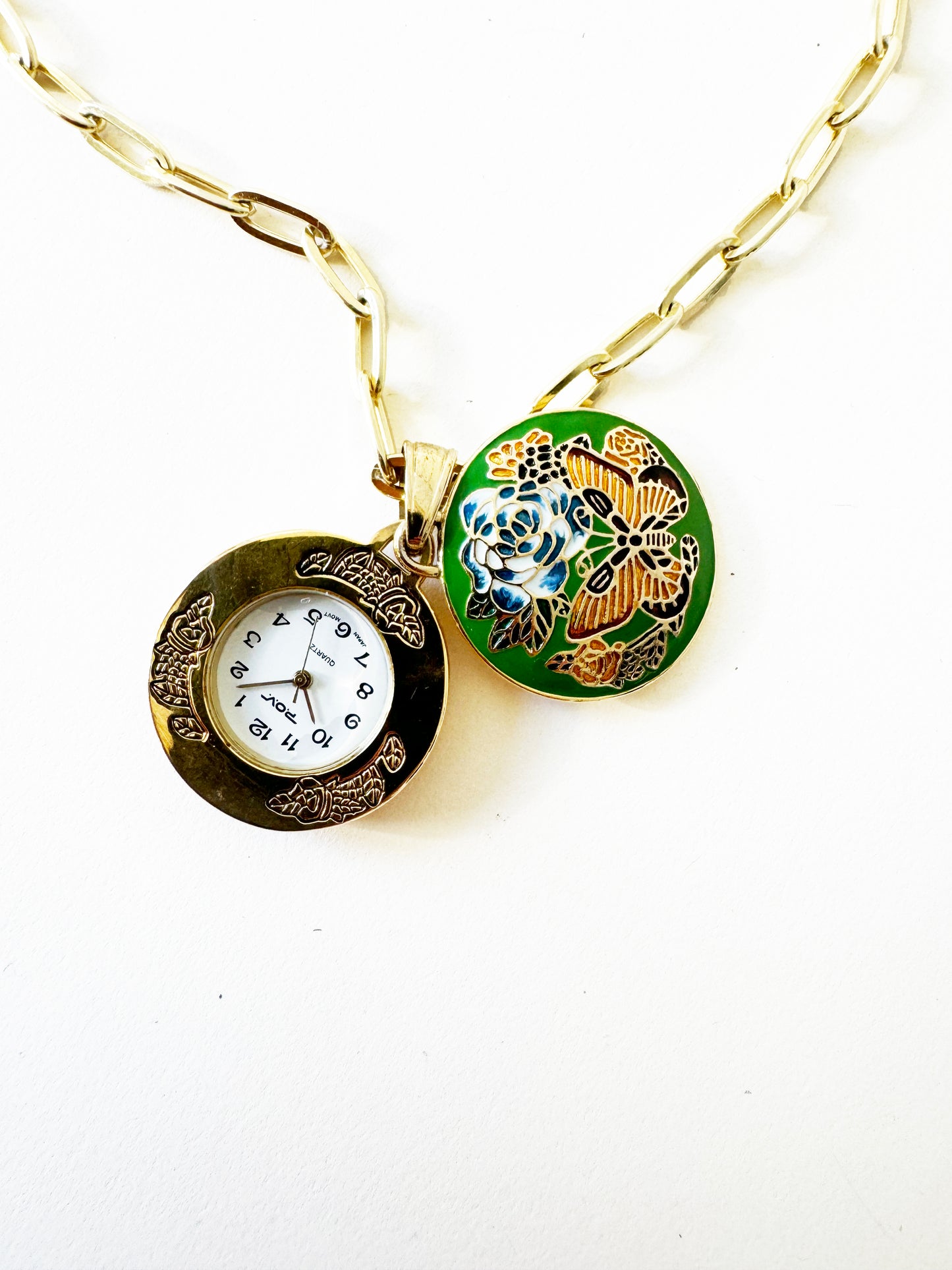 Watch Flower Charm Necklace | 925 Gold Vermeil Chain