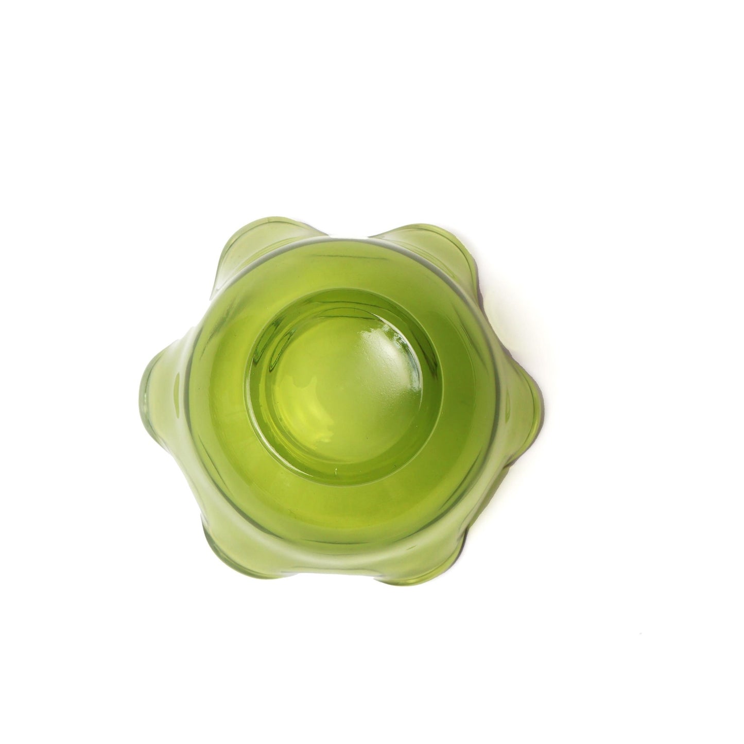 Vintage Green Glass Ring Dish | Lettuce Edge Design Decorative Bowl