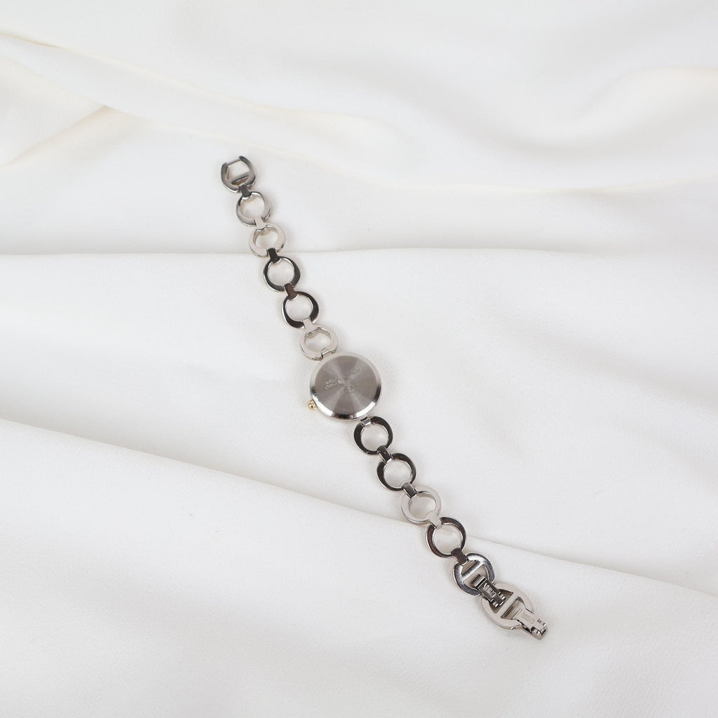 Vintage Two Tone Liz Claiborne Watch with a Round Face and Chain Look
