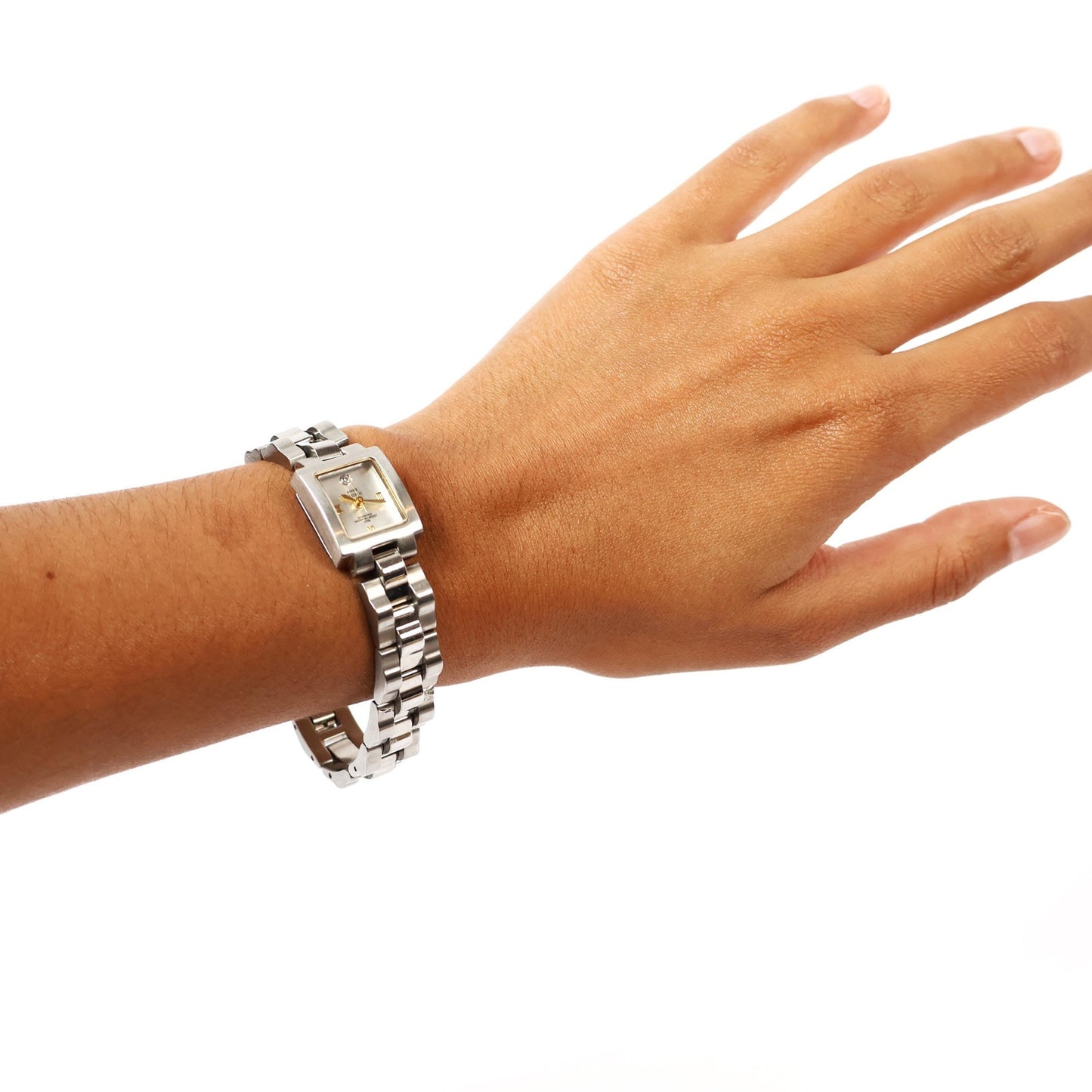 Vintage Silver Watch with Metallic Square Face | ANNE KLEIN II