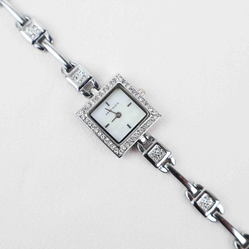 Vintage Anne Klein Square Face Watch – Silver Tone Bracelet (Working Battery)
