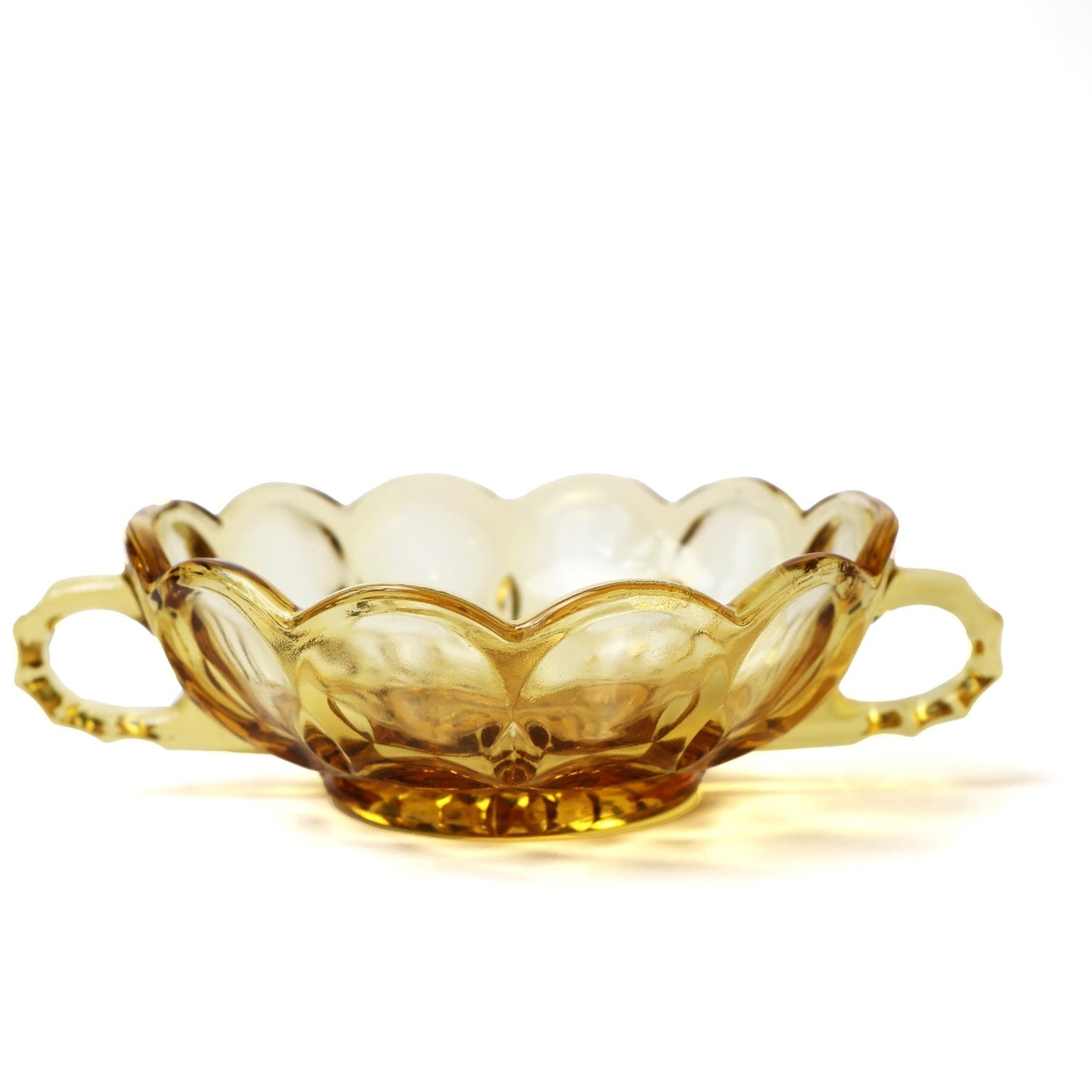 Vintage Orange Glass Ring Dish| Scalloped Edge Design Decorative Bowl