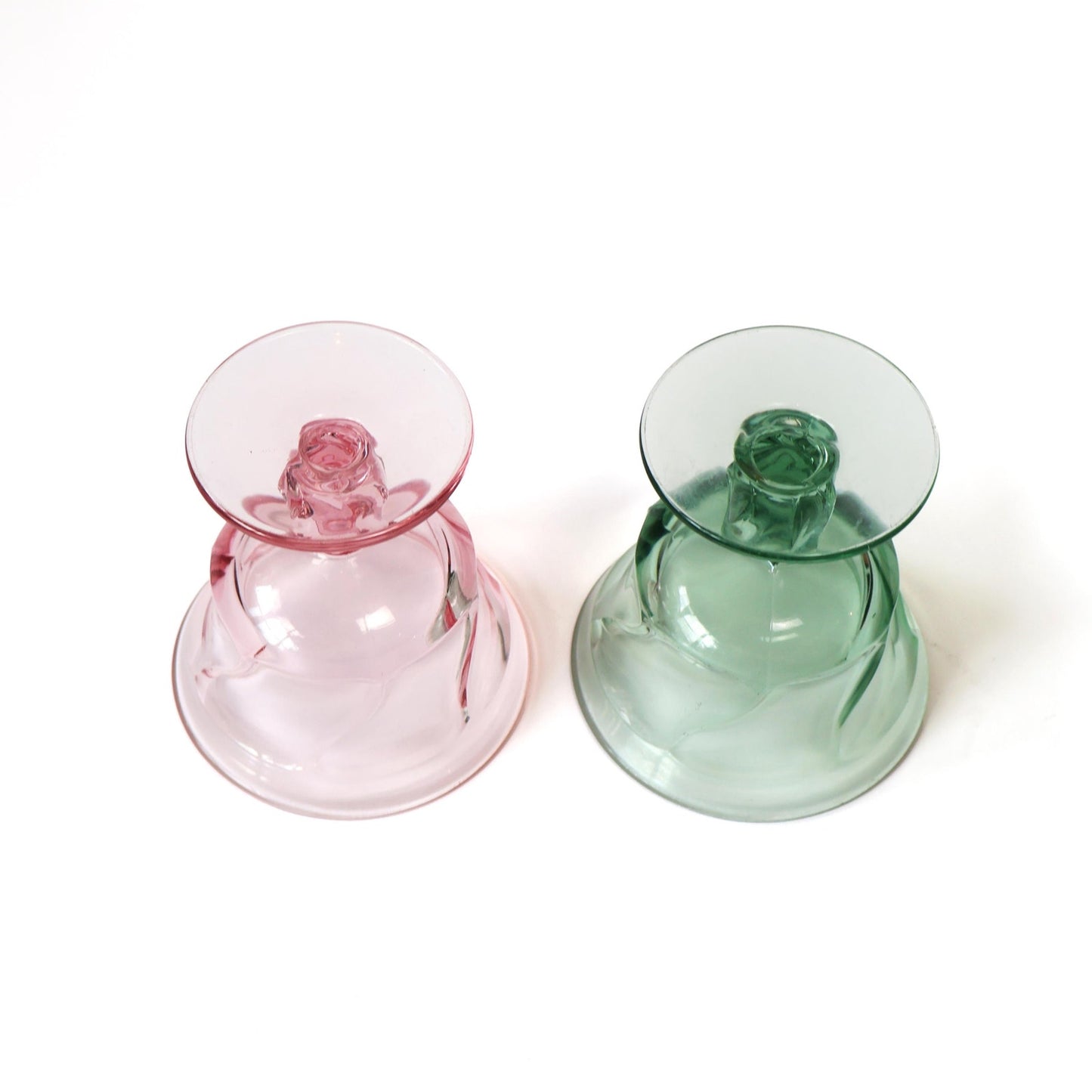 Vintage Pink and Green Wine Glass Set