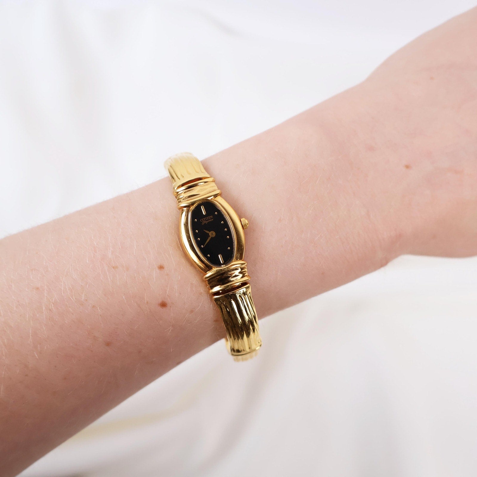 Vintage Black and Gold Citizen Cuff Watch