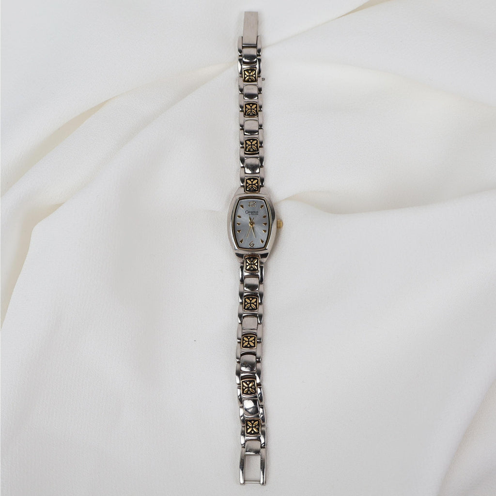 Vintage Two Tone Caravelle by Bulova Watch with Floral Details