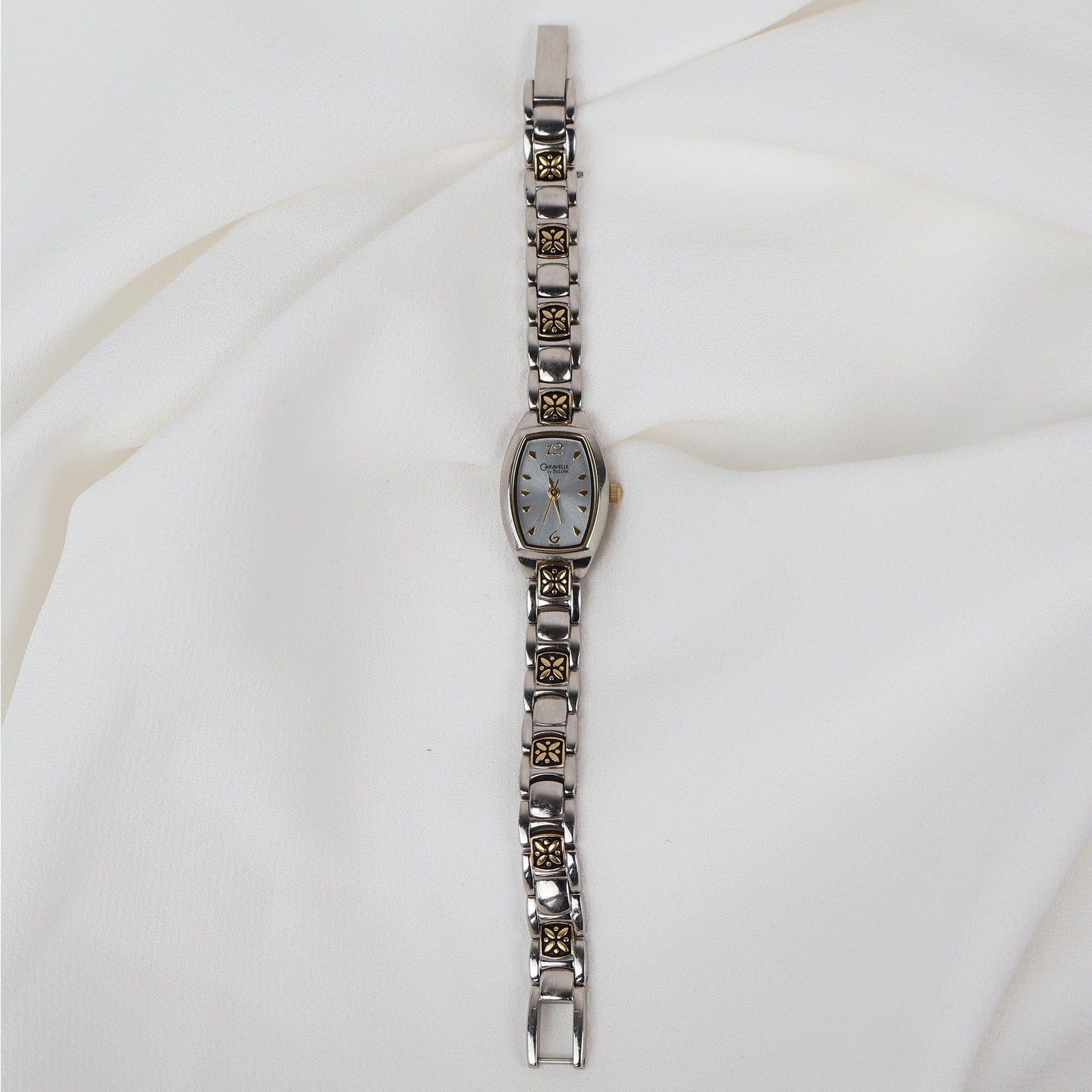 Vintage Two Tone Caravelle by Bulova Watch with Floral Details