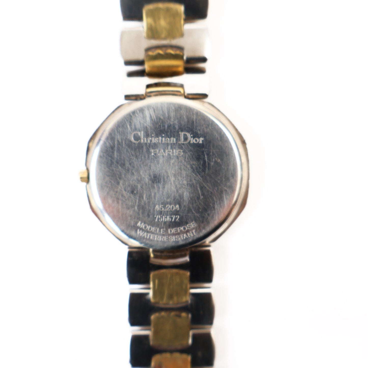 Vintage Two-Toned Watch with White Face | Christian Dior