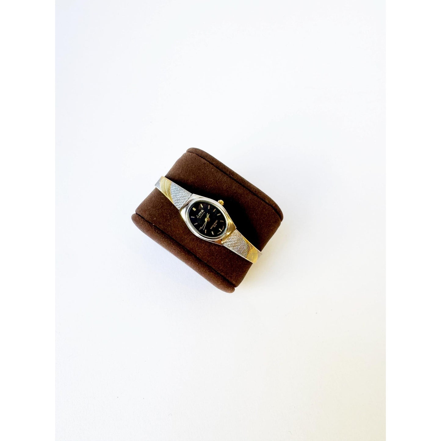 Vintage Small Two Tone Watch with Oval Black Face | ACTIVA