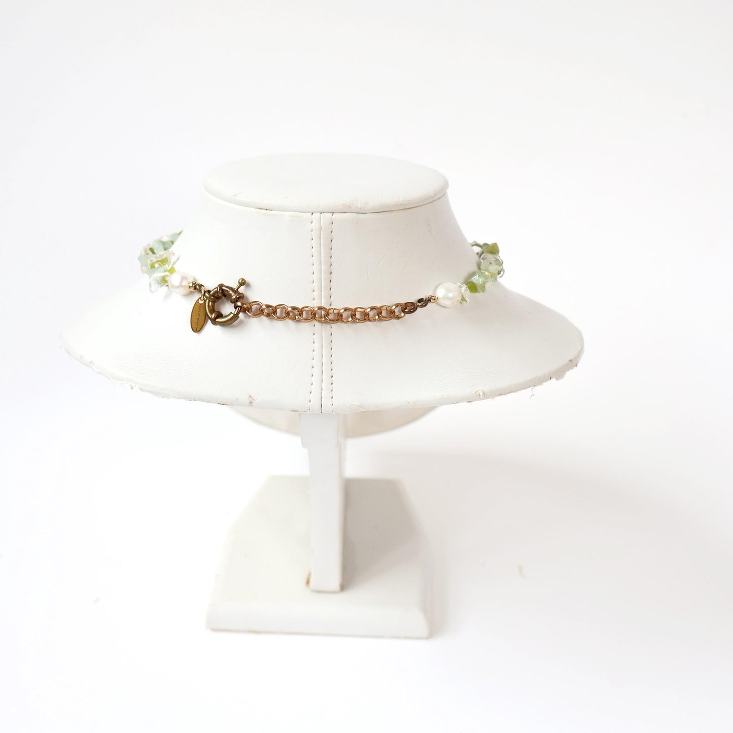 Reworked Gemstone and Freshwater Pearl Choker Necklace with Vintage Watch Face (Nonworking) | BENRUS