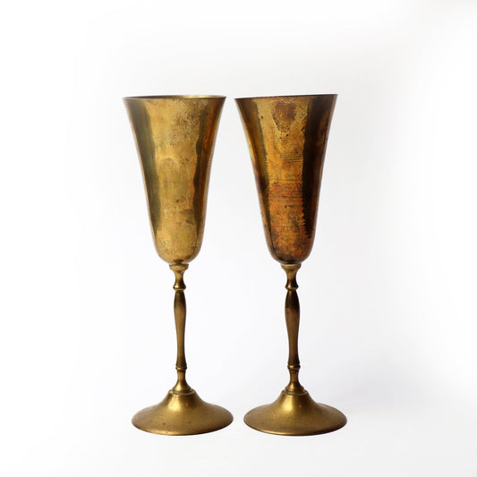 Pair of Brass Champagne Pair of Vintage Brass Glasses
