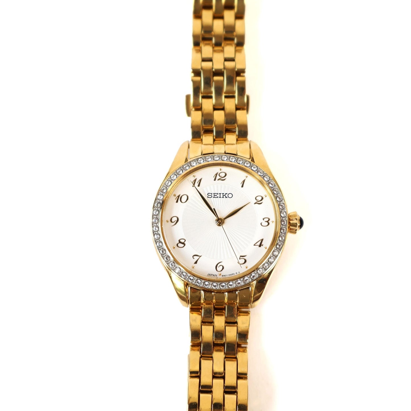 Vintage Gold Watch with White Round Face | SEIKO