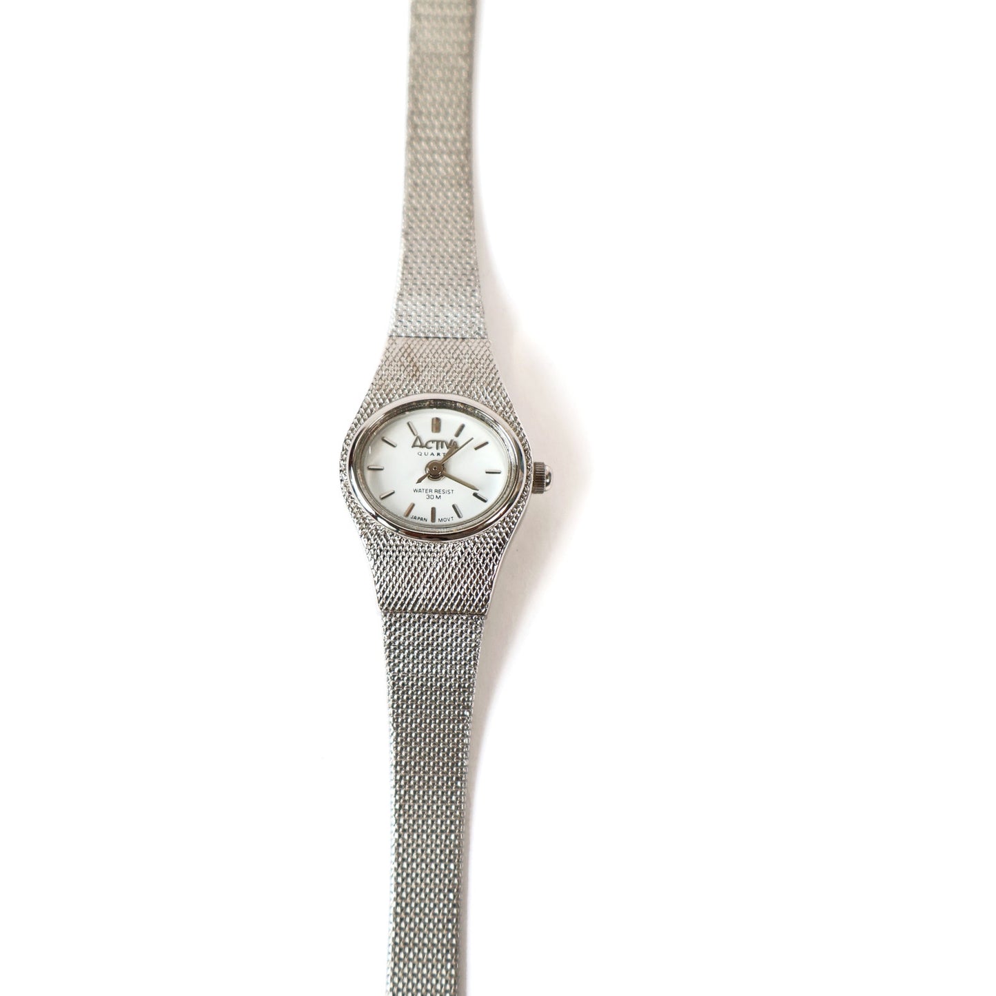Vintage Silver Watch with White Round Face | ACTIVA