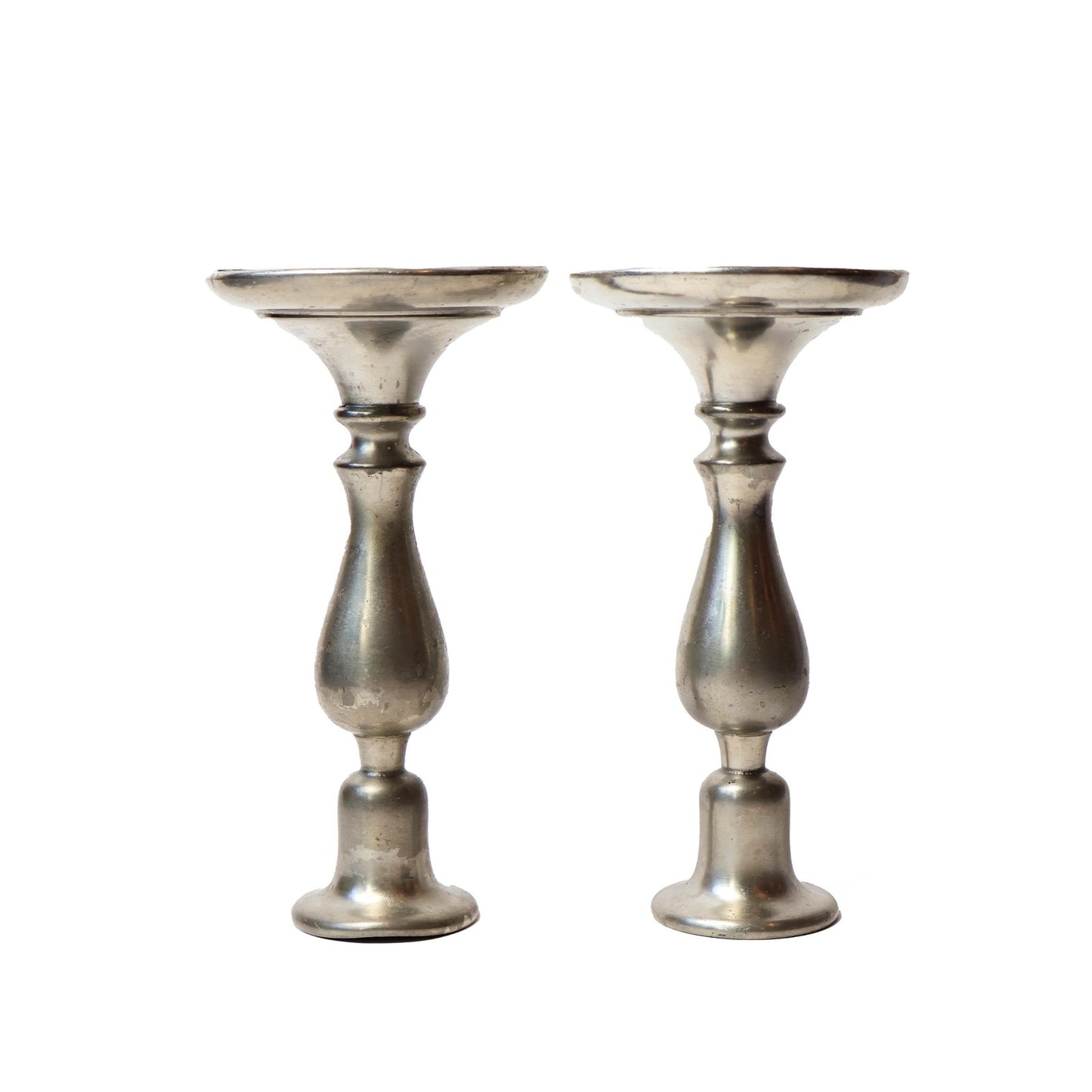 Vintage KMD Royal Holland Pewter Silver Toned Candlestick Holder Pair