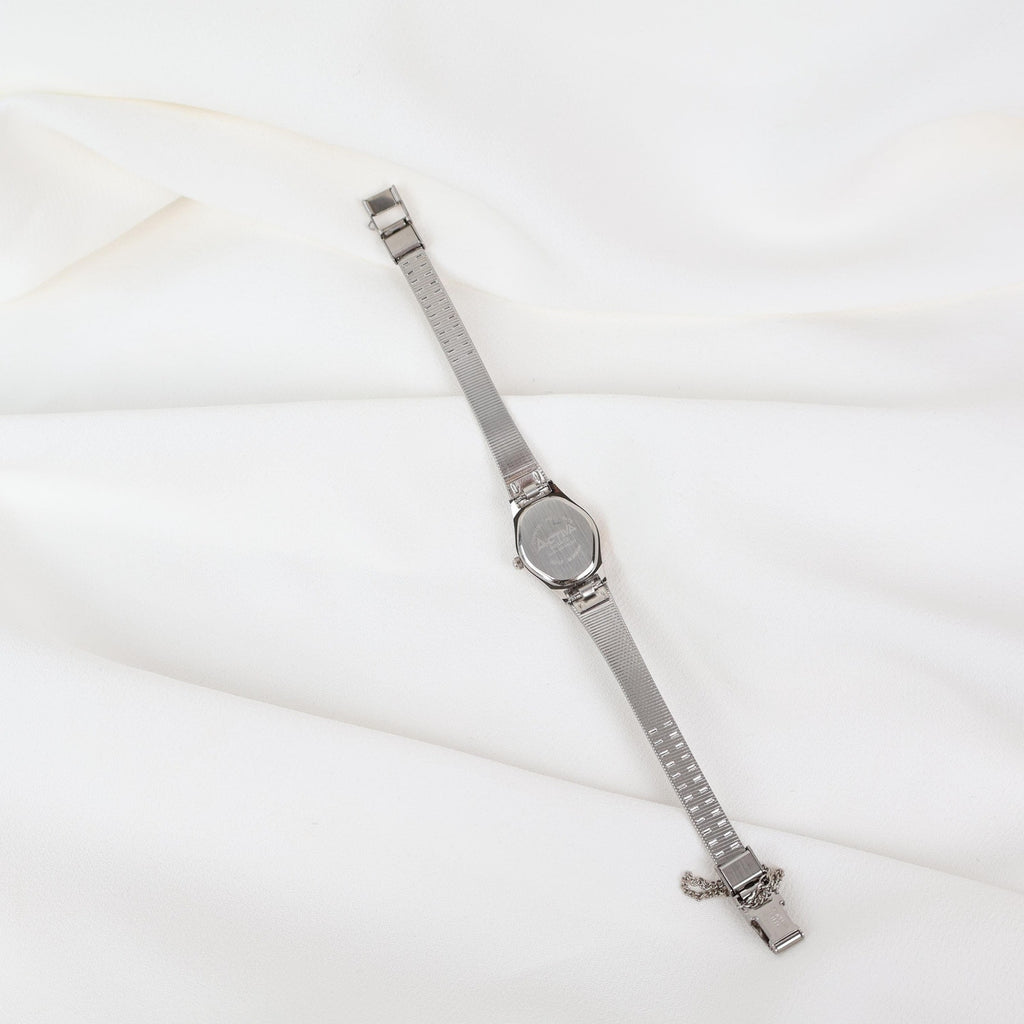 Vintage Activa Silver Tone Quartz Watch with Pink Face