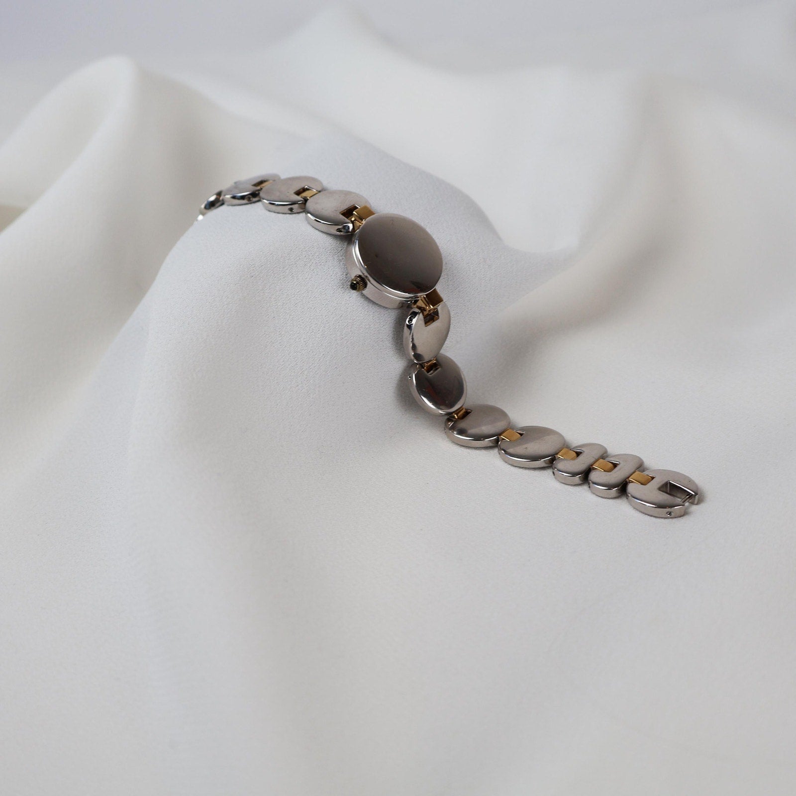 Vintage Two Tone Anne Klein Cocktail Watch With Peak a Boo Face