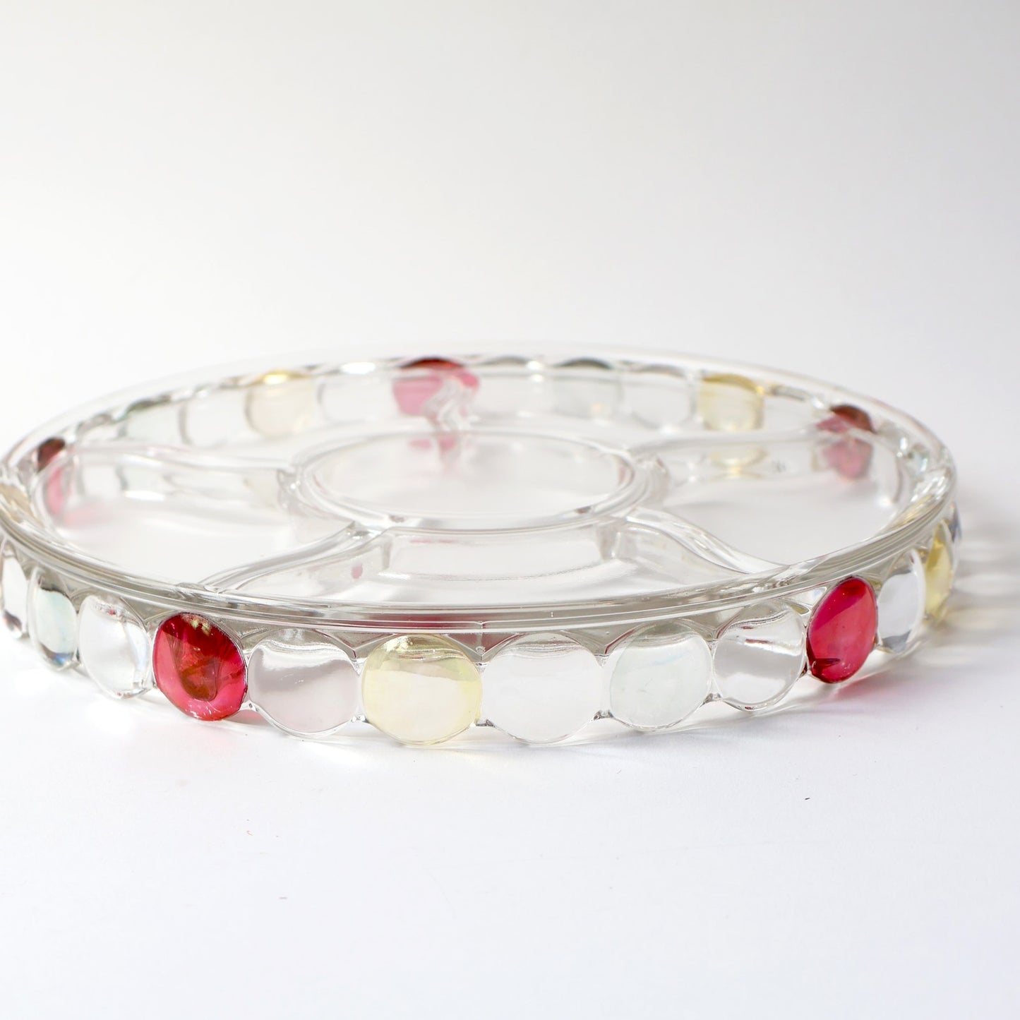 Vintage Dotted Edge Glass Platter w/ Divisions