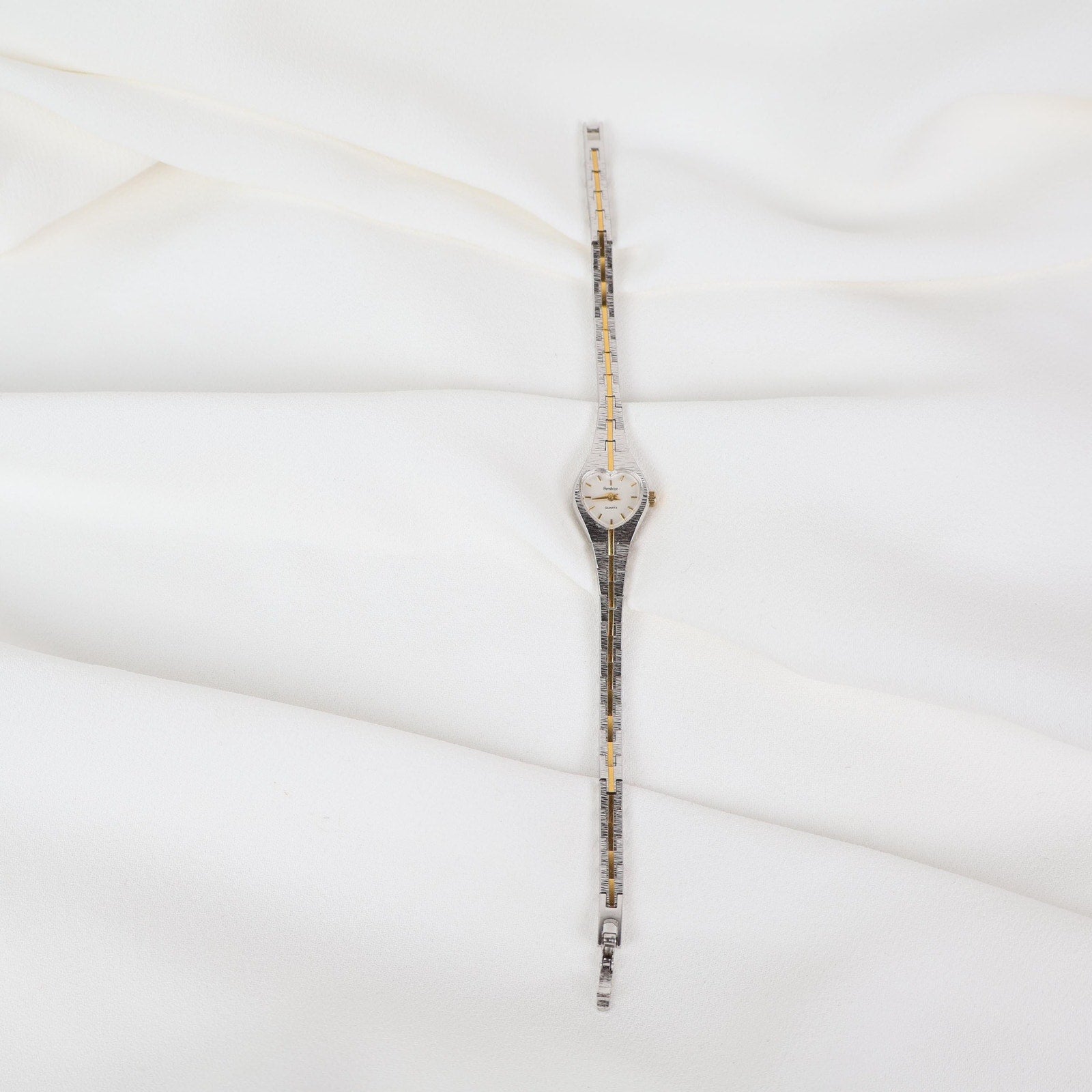 Vintage Two Tone Amitron Watch with a Heart Shaped Face