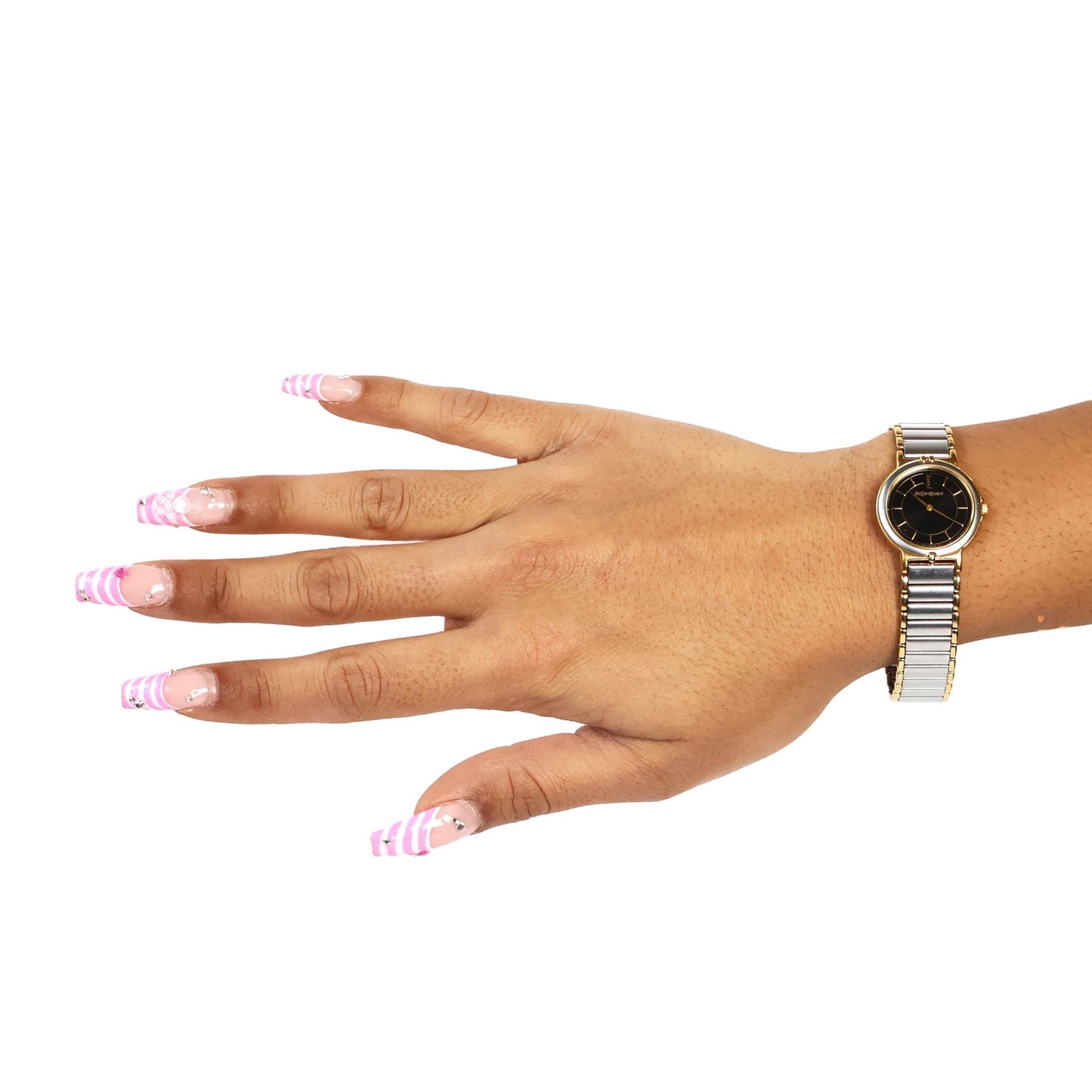 Vintage Two-Toned Watch with Black Face | Yves Saint Laurent