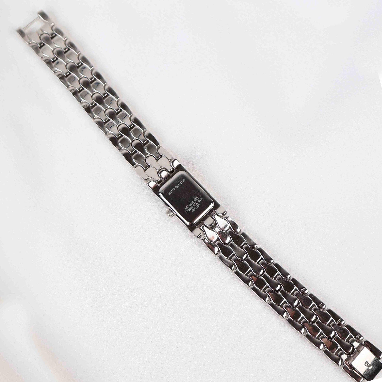 Vintage Silver Tone Bulova Watch with Rectangle Watch Face