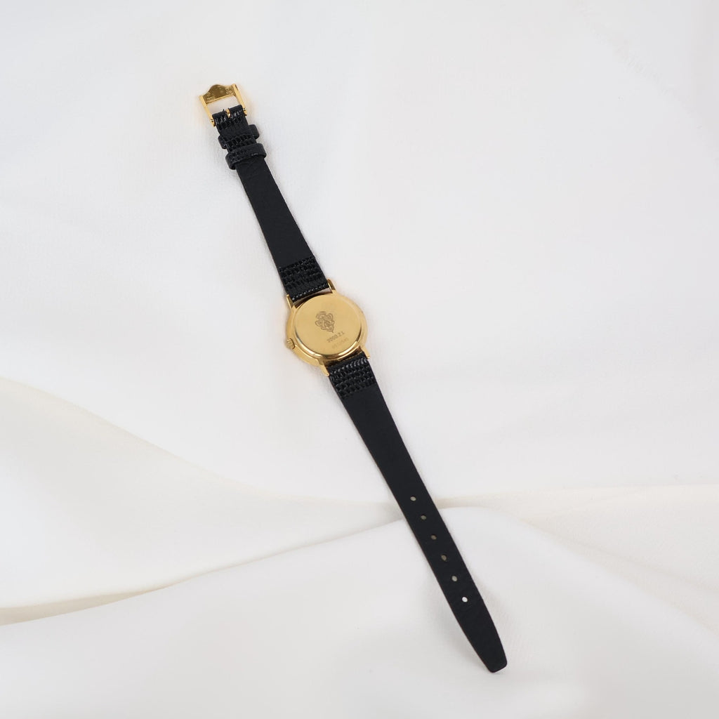Stunning Vintage Gold Gucci Watch with Black Leather