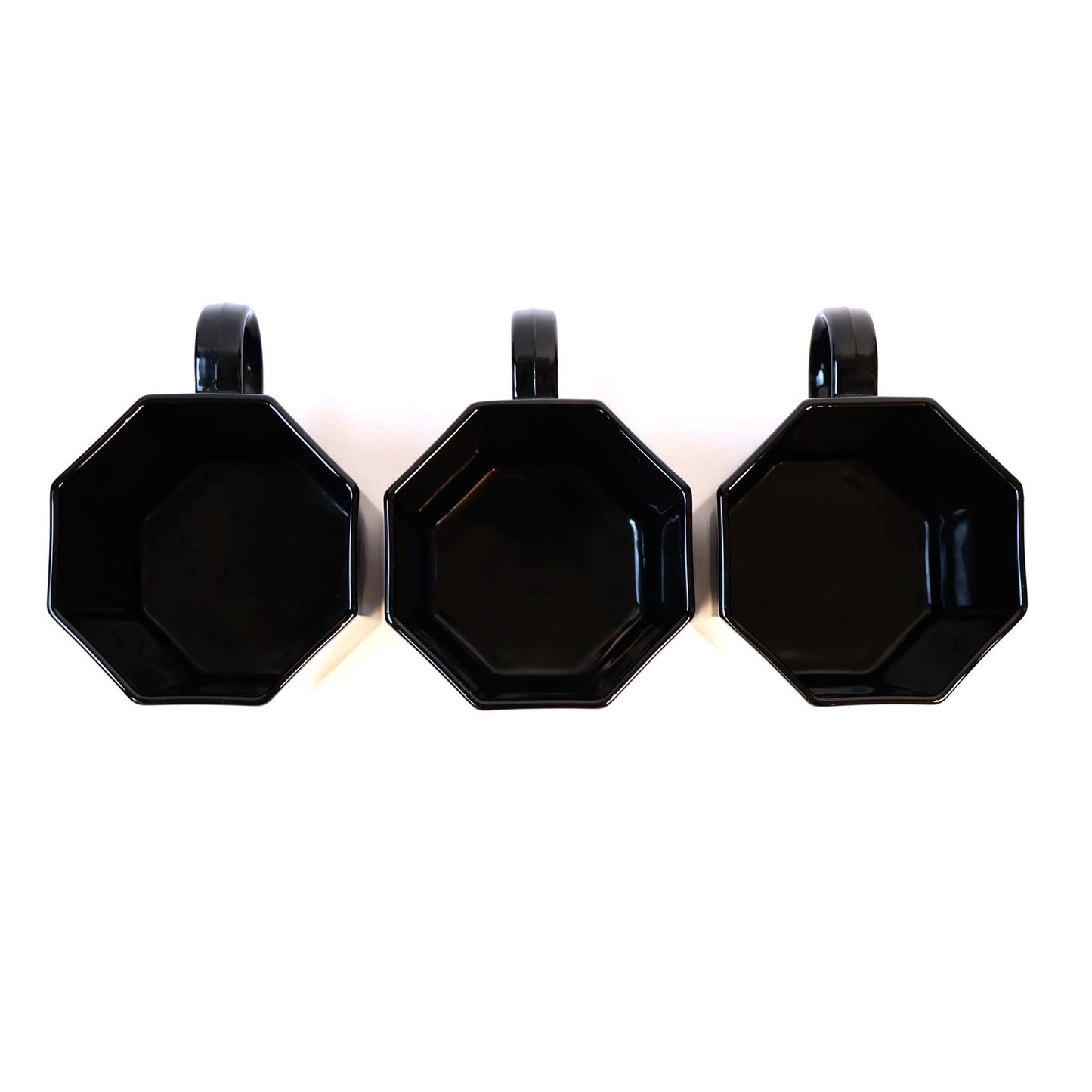 Vintage Octagonal Black Mug Set
